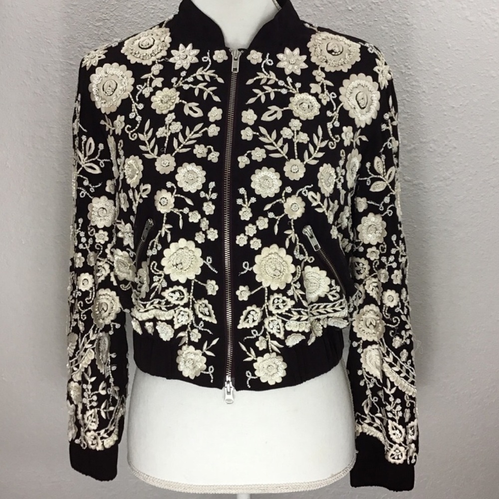 Needle & thread embroidered bomber jacket